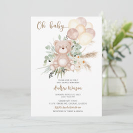 Boho Beer Baby Shower Jongens Uitnodiging