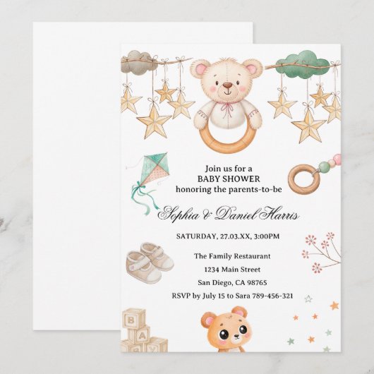 Boho Beer Baby shower Kaart (Voorkant / Achterkant)