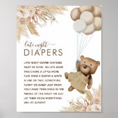 Boho Beer Baby shower 'Late Night Diaper' Poster (Voorkant)