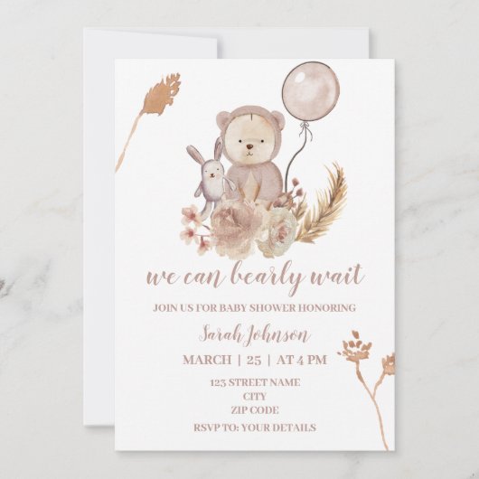 Boho beer baby shower uitnodiging (Voorkant)