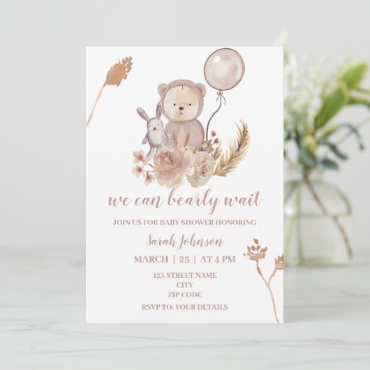 Boho beer baby shower uitnodiging (Staand voorkant)