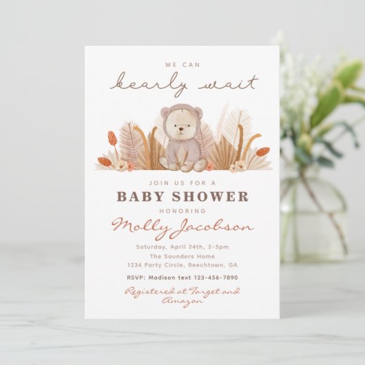 Boho Beer Baby shower Uitnodiging | Beer Shower (Staand voorkant)
