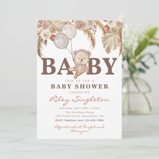Boho Beer Baby shower Uitnodiging | Beer Shower (Staand voorkant)