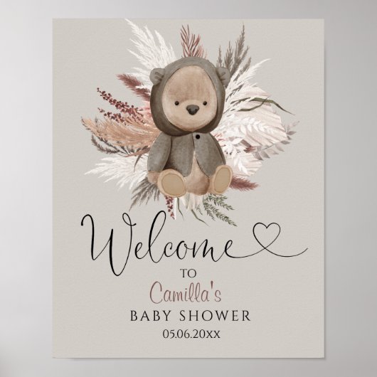 Boho Beer Baby shower Welkom Poster (Voorkant)