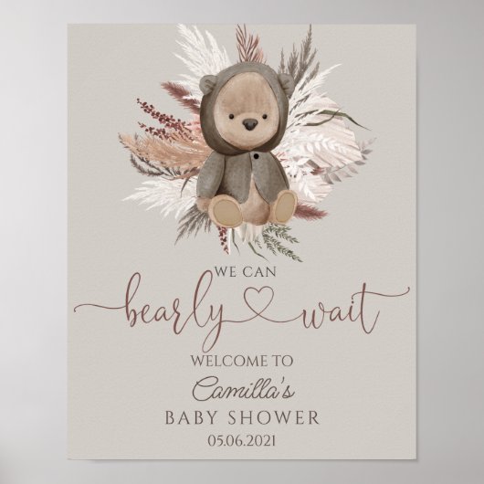 Boho Beer Baby shower Welkom Poster (Voorkant)