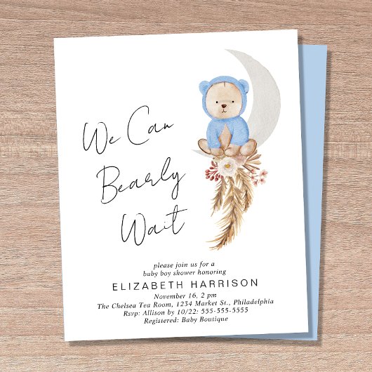 Boho Beer Barly Wait Baby Boy Shower Invitation