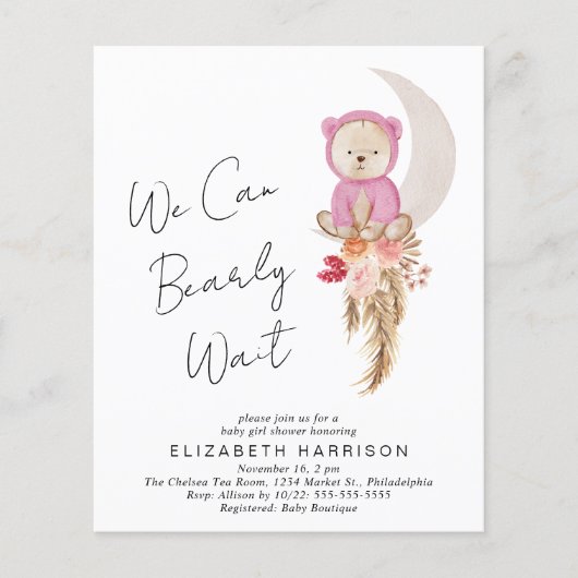 Boho Beer Barly Wait Baby Girl Shower (Voorkant)