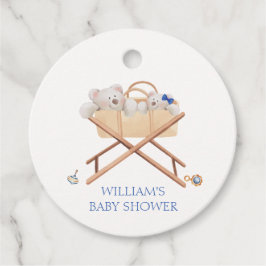 Boho Beer Bassinet Speelgoed Boy Baby shower Bedankjes Labels
