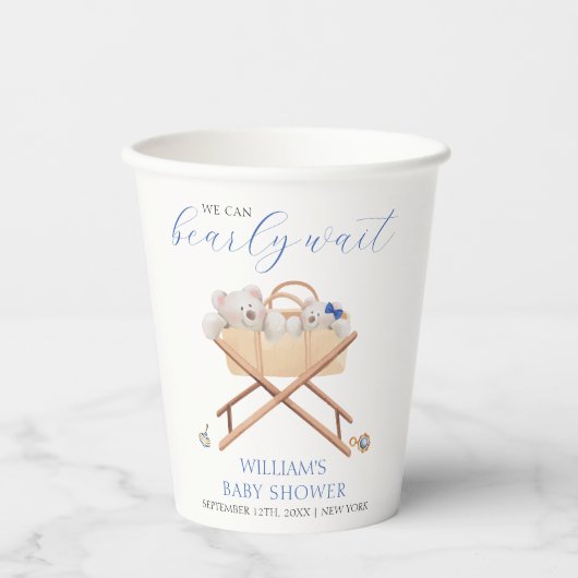 Boho Beer Bassinet Speelgoed Boy Baby shower Papieren Bekers (Voorkant)