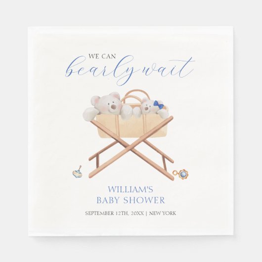 Boho Beer Bassinet Speelgoed Boy Baby shower Servet (Voorkant)