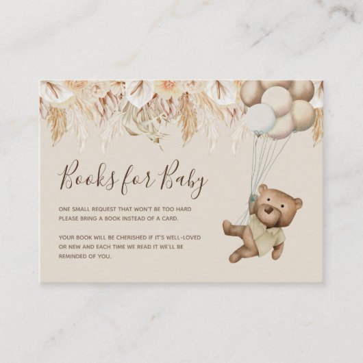 Boho Beer Book Request Baby shower Enclosure Card Informatiekaartje (Voorkant)