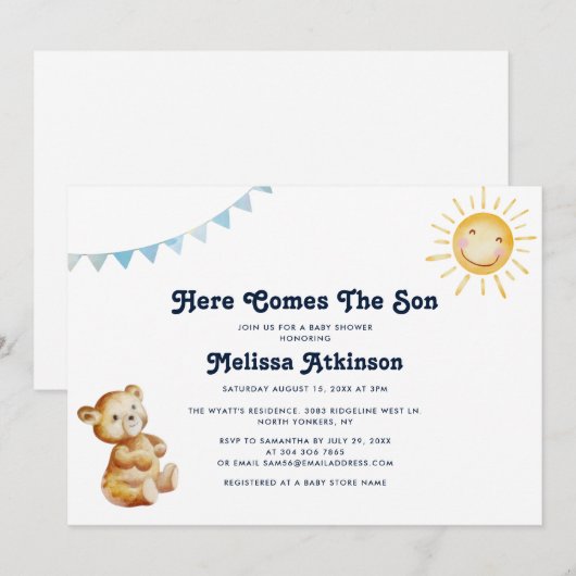 Boho Beer Boy Baby shower Kaart (Voorkant / Achterkant)