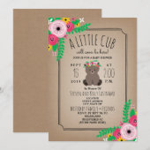 Boho Beer Cub Cardstock Geïnspireerd Baby shower Kaart (Voorkant / Achterkant)
