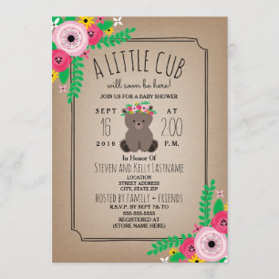 Boho Beer Cub Cardstock geïnspireerd Baby shower Kaart