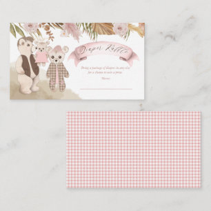 Boho Beer Family Girl Baby shower Diaper Raffle Informatiekaartje