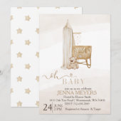 Boho beer genderneutraal kinderkamer baby shower kaart (Voorkant / Achterkant)