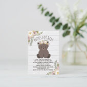 Boho Beer Grijs Hout Baby shower Boekaanvraag Informatiekaartje (Staand voorkant)