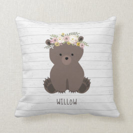 Boho Beer grijs hout Kussen