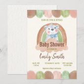 Boho-Beer in het Cloud Baby shower Kaart (Voorkant / Achterkant)