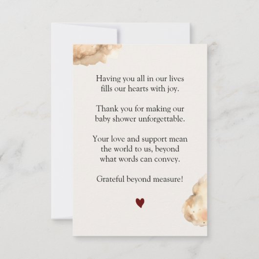 Boho Beer luchtballon pastel Baby shower dank u Bedankkaart (Achterkant)