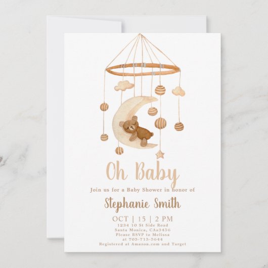 Boho Beer Mobile Baby shower Invitation Kaart (Voorkant)