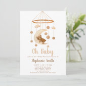 Boho Beer Mobile Baby shower Invitation Kaart (Staand voorkant)