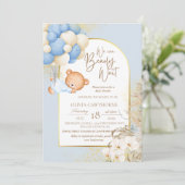 Boho Beer Moderne botanische baby shower Kaart (Staand voorkant)