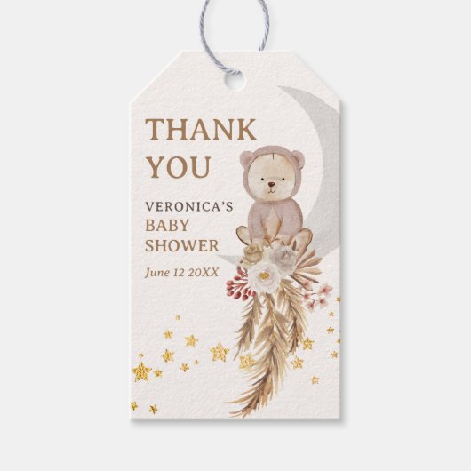 Boho Beer Moon Baby shower Dank u wel Cadeaulabel (Voorkant)