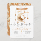 Boho Beer Moon Mobile Baby shower Invitation Kaart (Voorkant / Achterkant)
