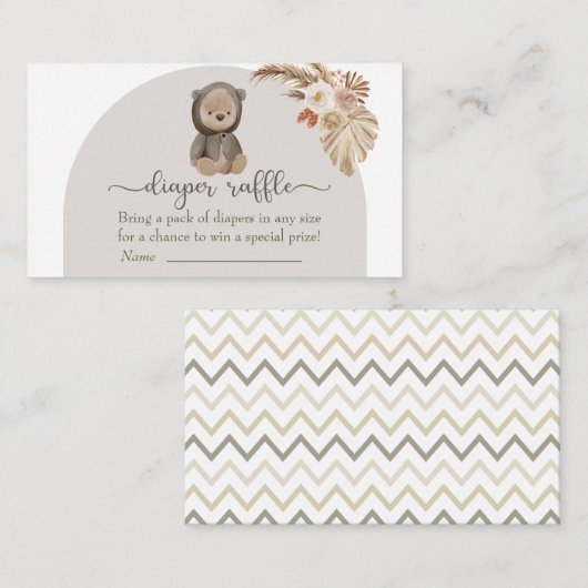 Boho Beer Pampas Grass Baby shower Informatiekaartje (Voorkant / Achterkant)