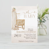 Boho Beer Pampas Grass Bloemig baby shower Kaart (Staand voorkant)