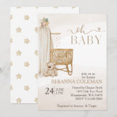 Boho Beer Pampas Grass Bloemig baby shower Kaart (Voorkant / Achterkant)