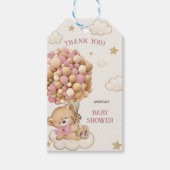 Boho Beer Roze Ballon Baby Shower Bedankt Cadeaulabel (Voorkant)