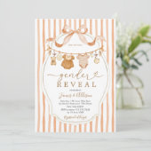 Boho Beer Rustic Baby Clothesline Genderonthulling Kaart (Staand voorkant)