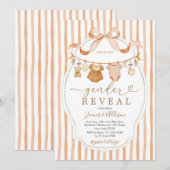 Boho Beer Rustic Baby Clothesline Genderonthulling Kaart (Voorkant / Achterkant)