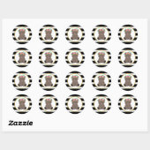Boho Beer Striped Pompom geïnspireerd Baby shower Ronde Sticker (Vel)