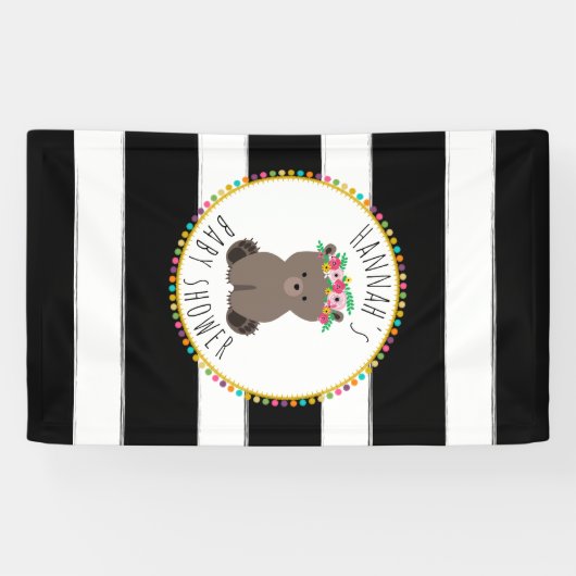 Boho Beer Stripes Baby shower Banner (Horizontaal)
