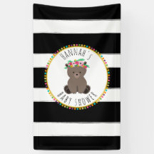 Boho Beer Stripes Baby shower Banner
