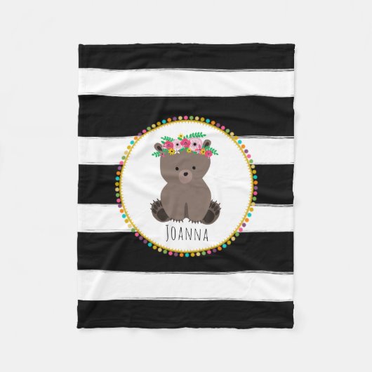 Boho Beer Stripes Girls Fleece Blanket Deken (Voorkant)