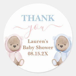 Boho Beer Twins Baby shower Round Sticker