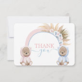 Boho Beer Twins Boy en Girl Bedankkaart (Voorkant)