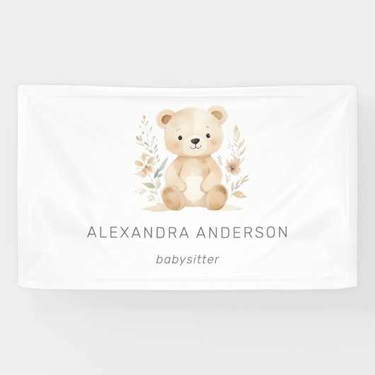 Boho Beer Waterverf Babysitter Promo Spandoek (Horizontaal)