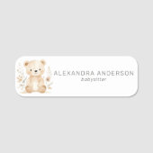 Boho Beer Waterverf Babysitter Service Naamplaatje (Voorkant)