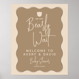 Boho Beer Wavy Lijst Eenvoudig Baby shower welkom Poster
