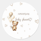 Boho Beer welp Baby shower gunst Ronde Sticker (Voorkant)