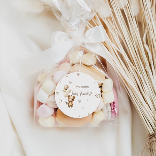 Boho Beer welp Baby shower gunst Ronde Sticker