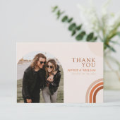 Boho beige Arch Wedding Flat Dank je wel Bedankkaart (Staand voorkant)