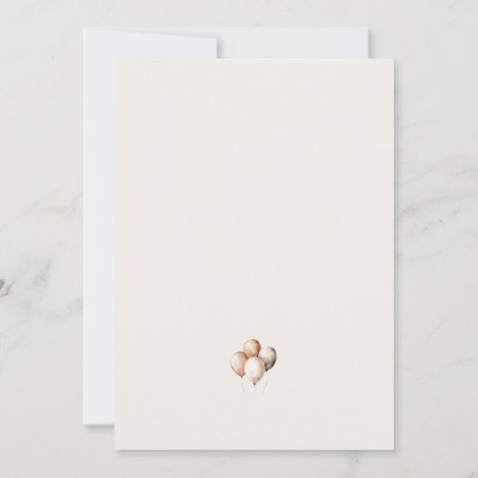 Boho Beige Beer Hete Luchtballon Wolken Baby showe Kaart (Achterkant)