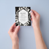 Boho beige Black Botanisch Baby shower Flyer (Hand)