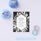 Boho beige Black Botanisch Baby shower Flyer (Enkel)